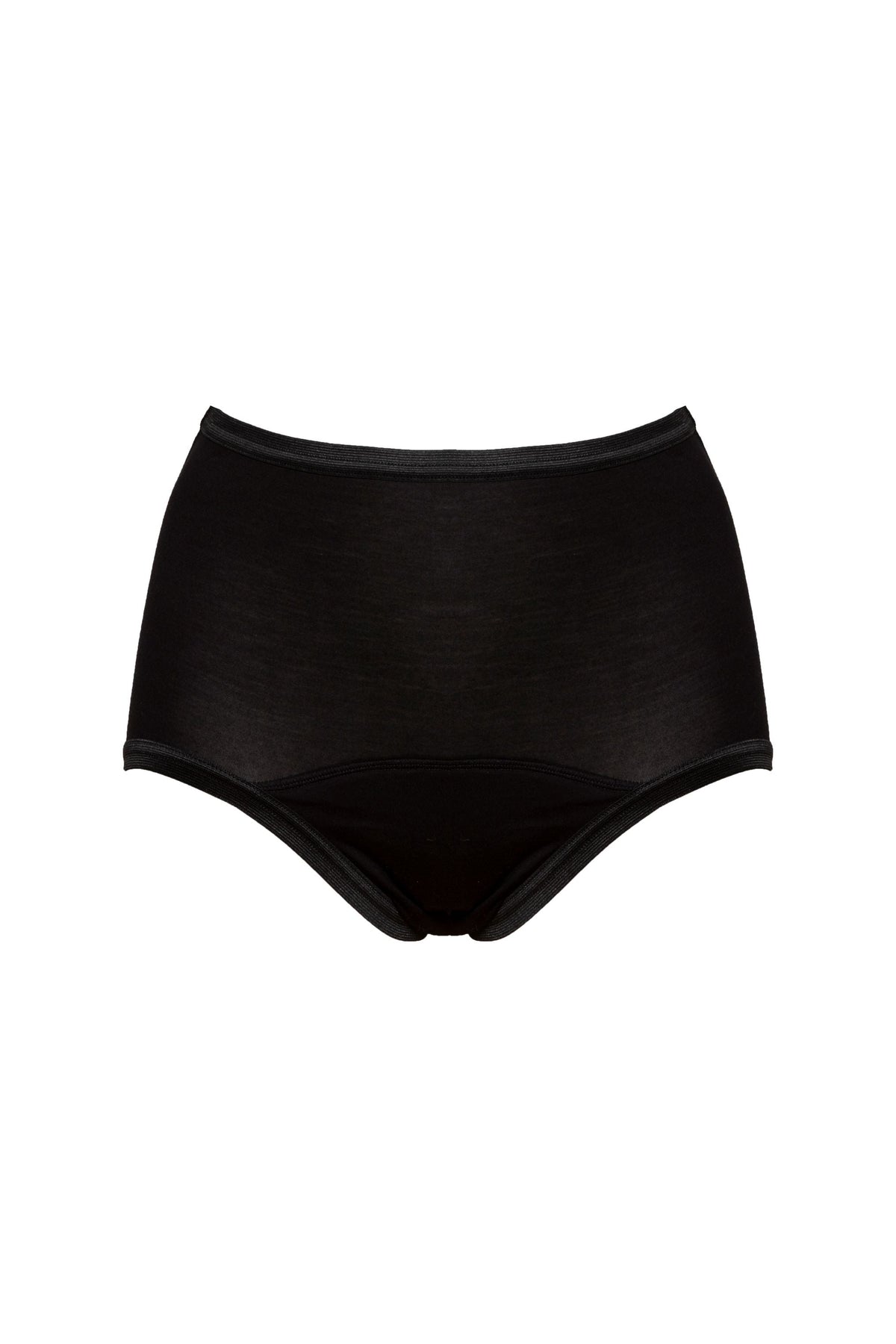 Bamboe taille slip Plus Gina in Mystic Black met 3-laags bescherming, voorkant